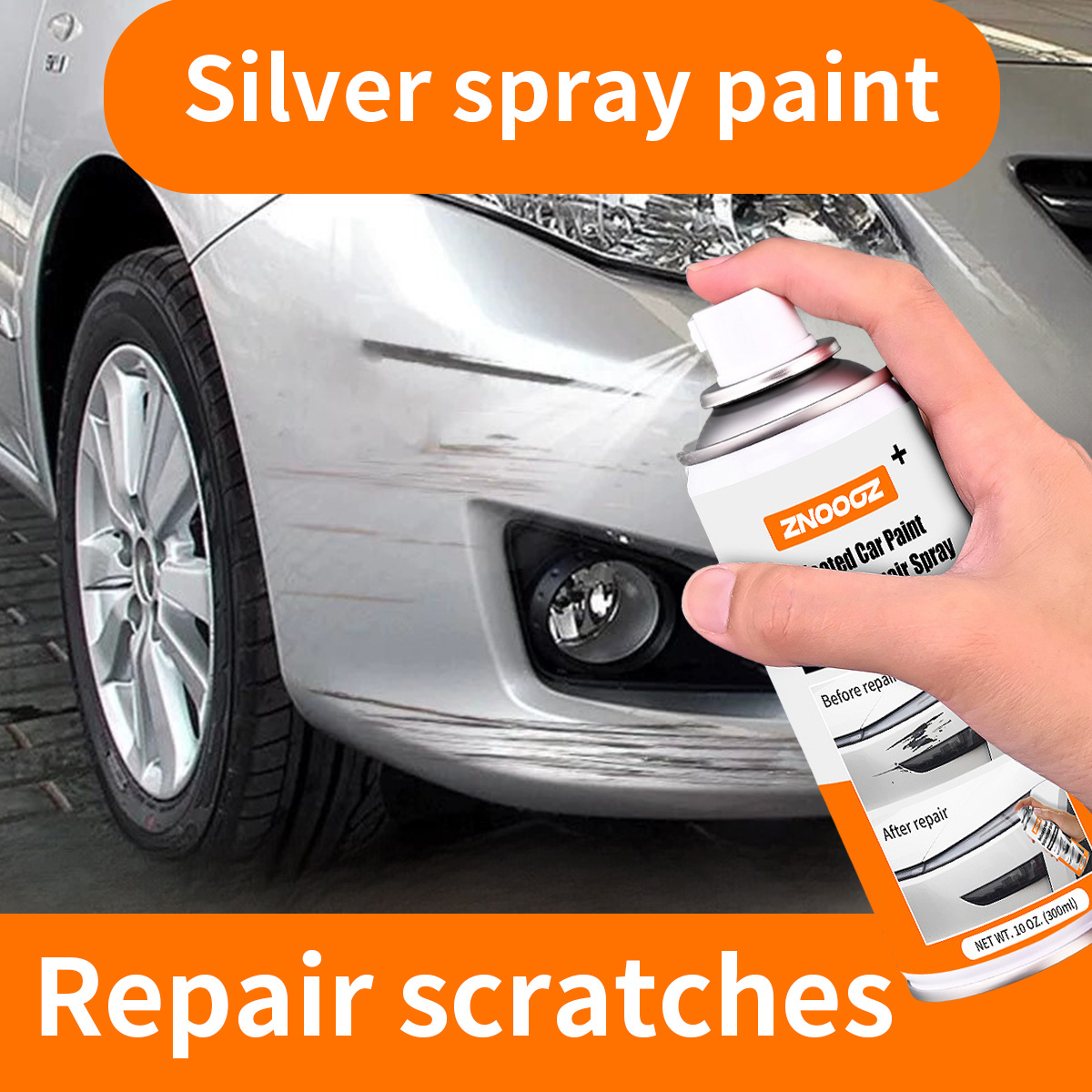Metallic Spray Paint - Silver Car Scratch Repair Spray Car