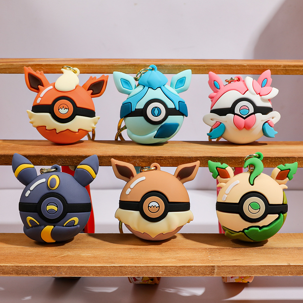 6pcs Pikachu Cartoon Keychain  - Pokeball Cosplay Prop review and price