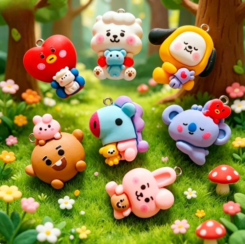7pcs BT21 Resin Cartoon Charm  - Cosplay Prop Diy review and price